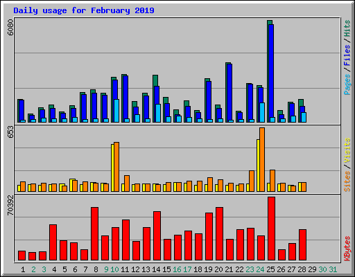 Daily usage for February 2019