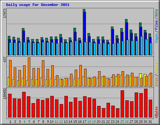 Daily usage for December 2021