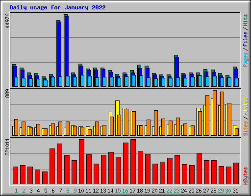 Daily usage for January 2022